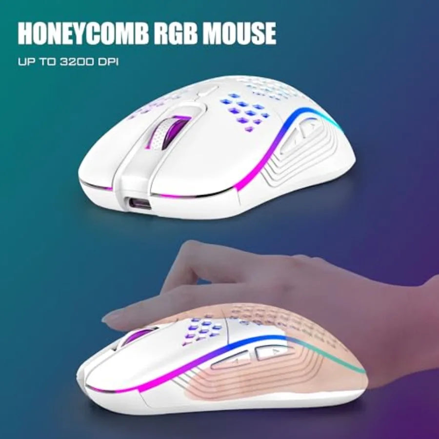 K84 Wireless Keyboard and Mouse Combo, Rainbow Backlit Rechargeable Battery, 75% Layout TKL Ultra Compact Gaming Keyboard and L