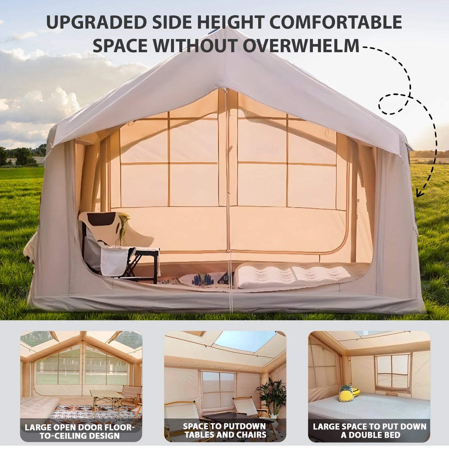 75 Square Feet Inflatable Tent with Chimney Stack,Thickened Waterproof