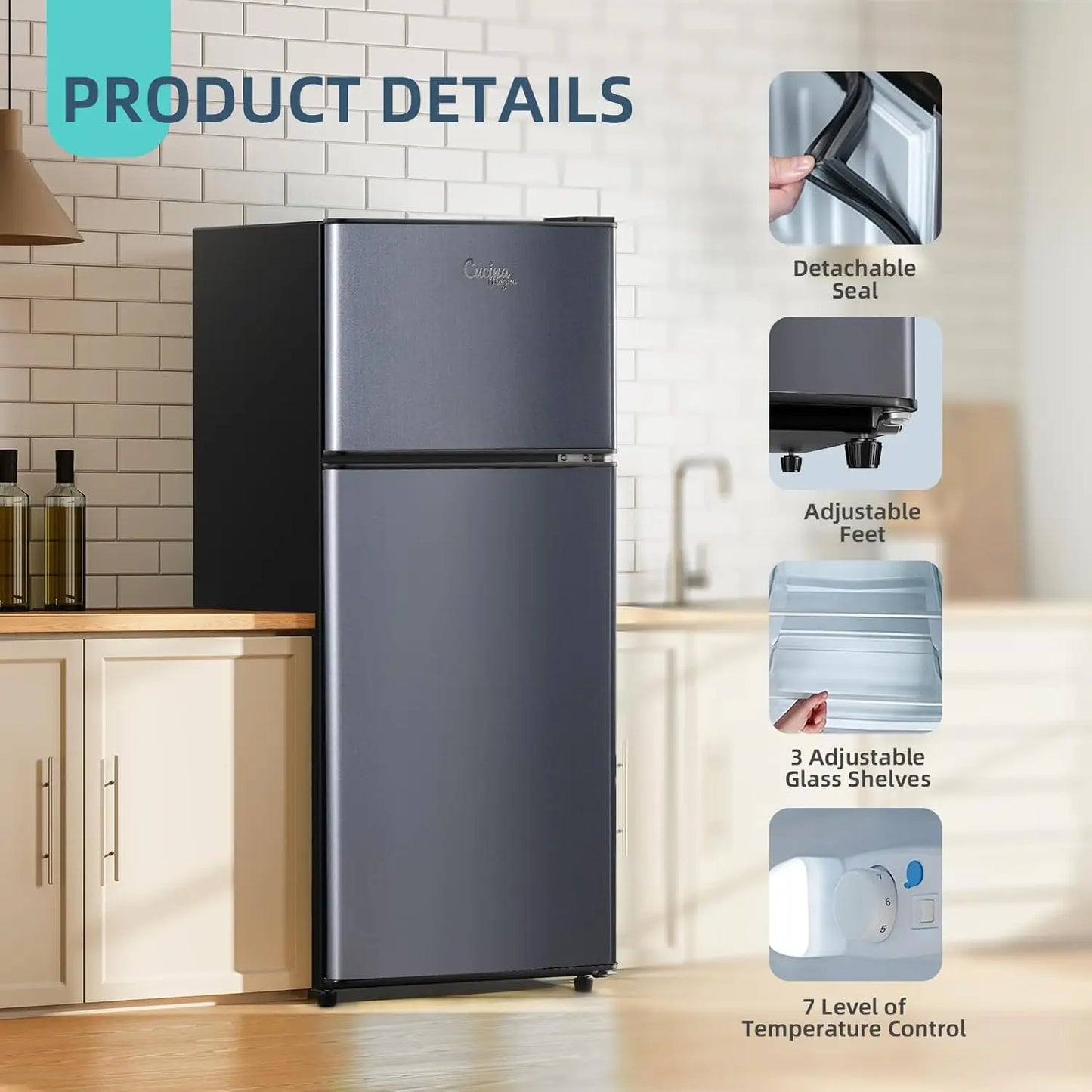 4.2 Cu.Ft Small Refrigerator with Freezer,