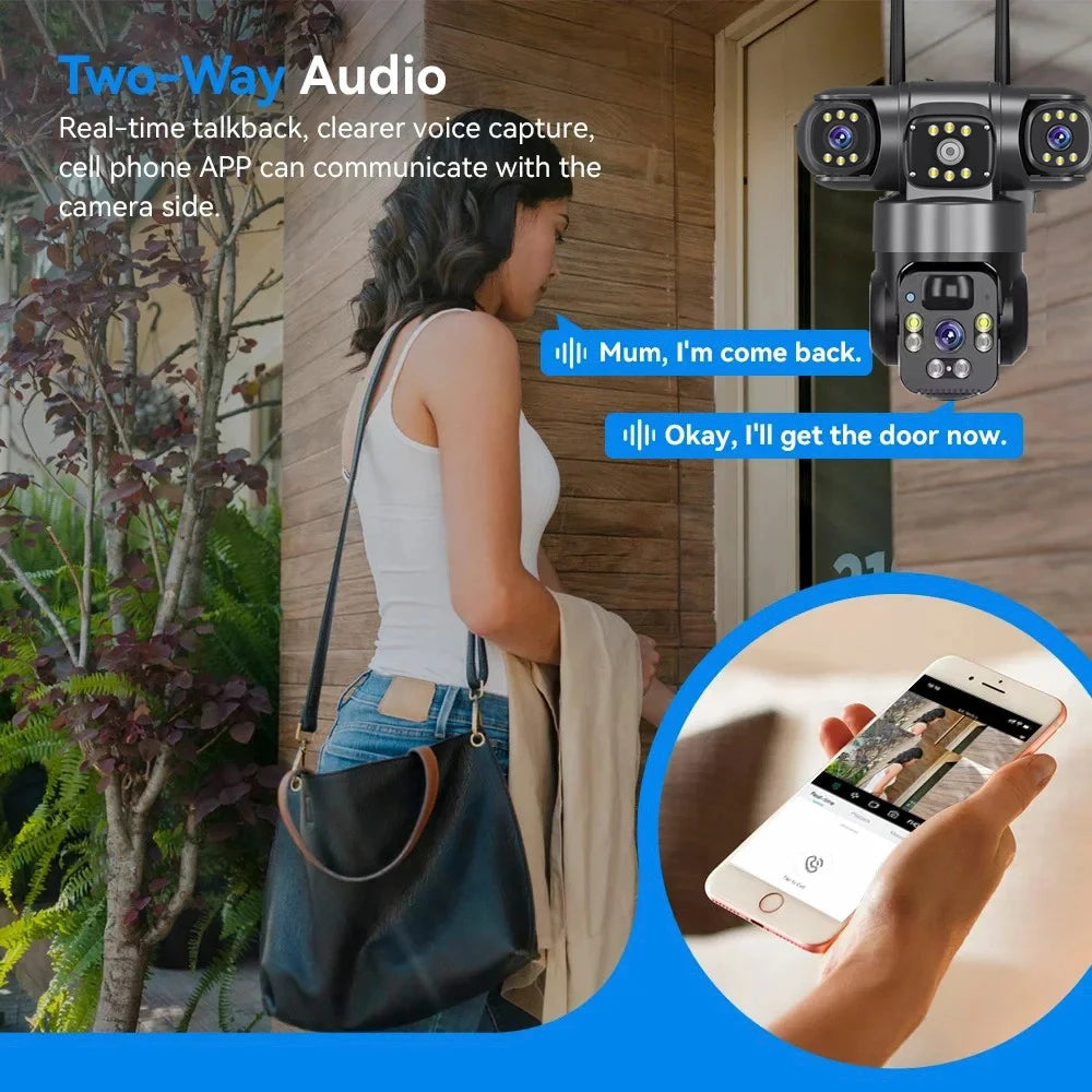 9MP Full HD Solar WiFi Camera 3 Screen Detect Camera Surveillance Night Vision Security Protection