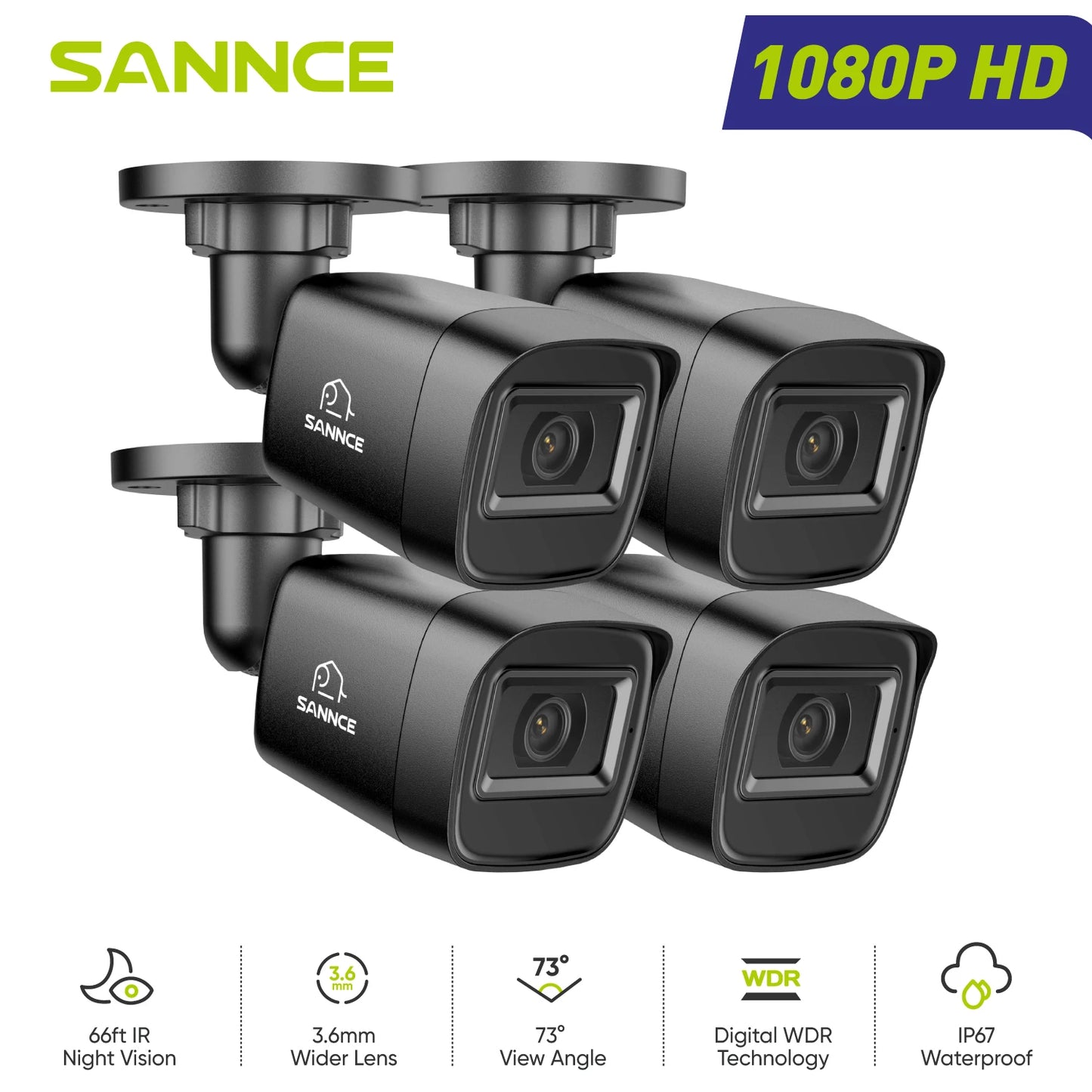 security camera 3.6mm lens 2/4 PCS 1080P bullet cctv camera Home Night Vision auto IR-cut 1080P