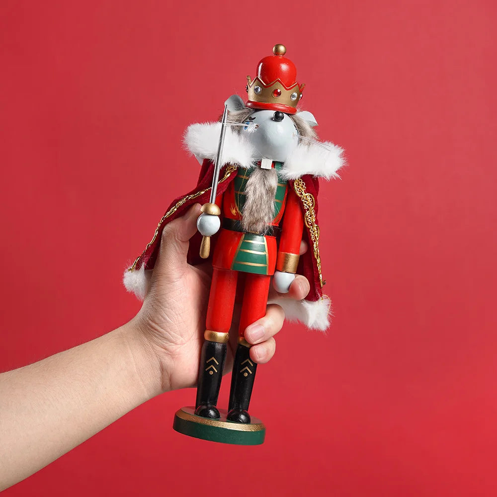 30cm King Mouse Nutcracker Wooden Craft Christmas Decorations Figurine For Home