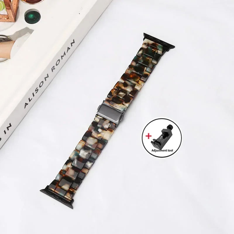 Luxury Resin strap for Apple Watch Ultra 2 Band 49mm 45mm 41mm 40mm 44mm 38mm 42mm Link bracelet iwatch series 9 7 8 6 se 5 4 3