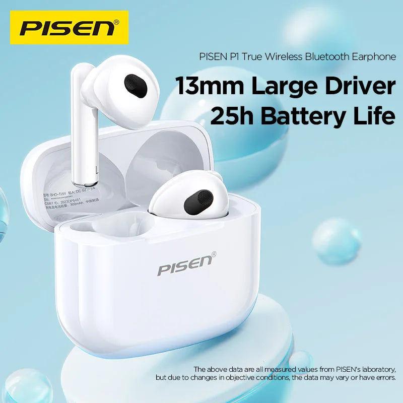 PISEN P1 Wireless Bluetooth Earphones | Microphone Call Noise Cancellation | IPX4 Water-Resistant |25H Long Battery Life