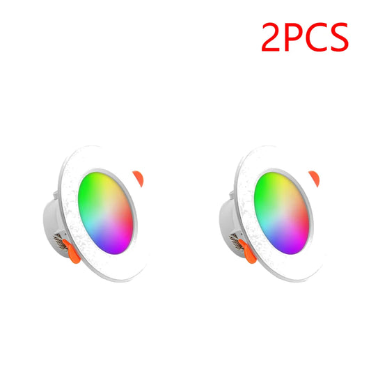 1-16PCS 10W Smart LED Downlight Bluetooth Ceiling Lamp  Remote Control Color Changing light for Google Alexa Hom
