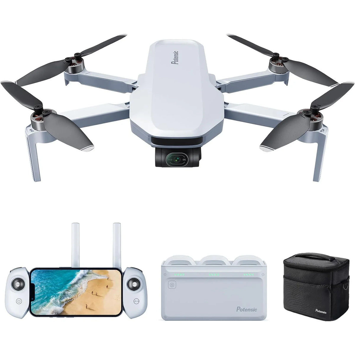 Potensic ATOM 4K GPS Drone, 3-Axis Gimbal, 6KM Transmission, 4K/30FPS QuickShots, Visual Tracking, Under 249g, Lightweight for Adults and Beginners, for Travel Photographers