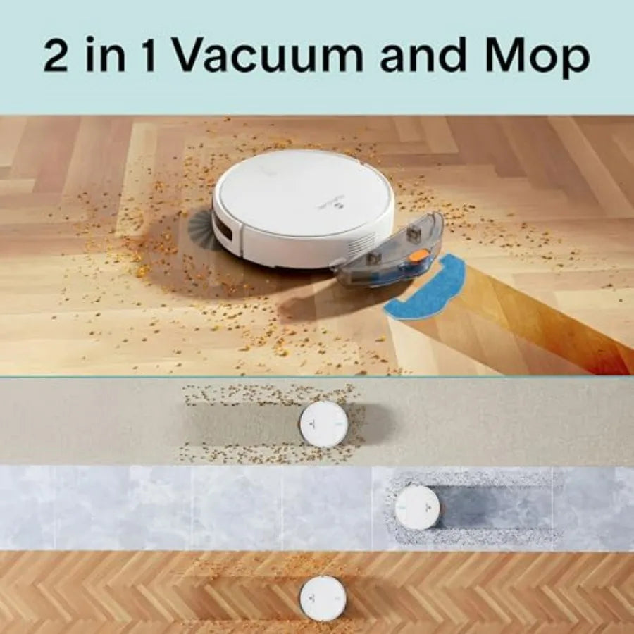 Automatic Robot Vacuum Cleaner and Mop Combo for home use, ABS plastic, white, app control with 3 cleaning modes, smart anti-fa