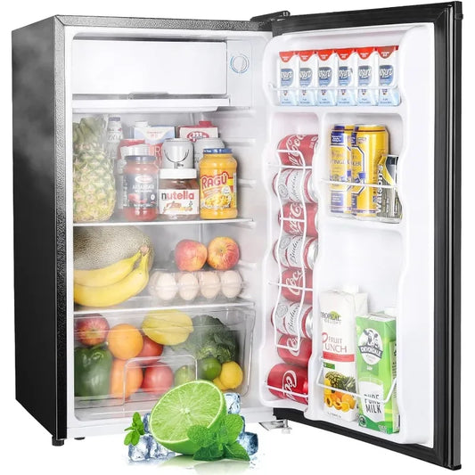 3.2 Cu.Ft Mini Fridge with Freezer, Single Door,