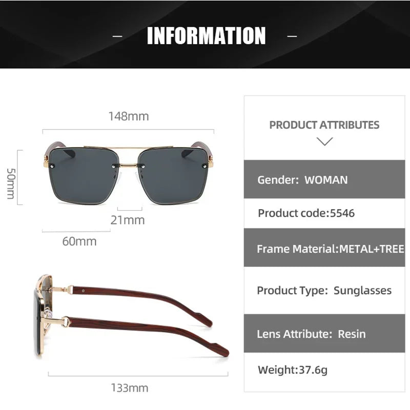 Wooden Sunglasses For Men 2025 Vintage Square Sunglasses Women Trendy