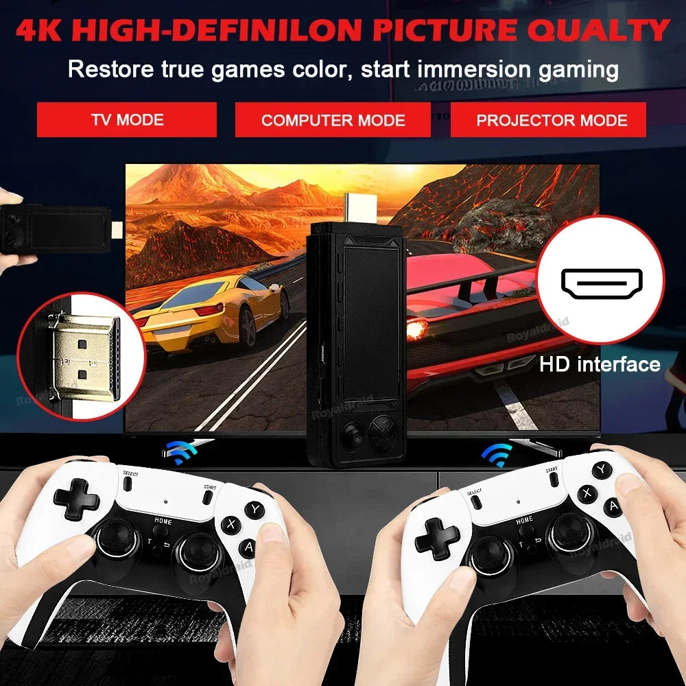 128G 256G X9 PRO GameStick 4KHD TV Video Game Consol 3D Games For Dual 2.4G Controller