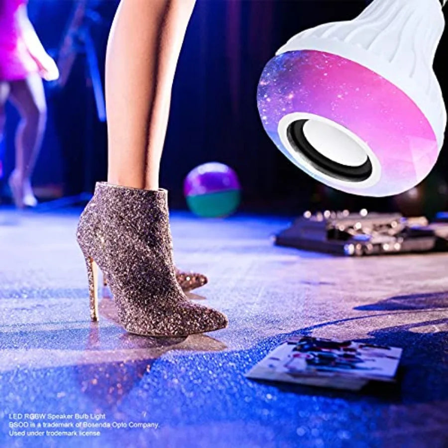 LED RGB+White Bulb Light Smart Bluetooth Music Audio Speaker Changing Color Lamp Shower Head with Remote for Living Room Bathro