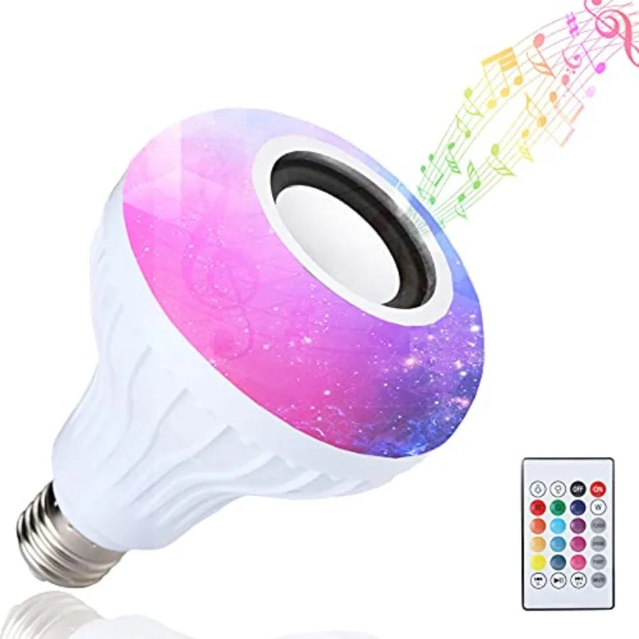 LED RGB+White Bulb Light Smart Bluetooth Music Audio Speaker Changing Color Lamp Shower Head with Remote for Living Room Bathro