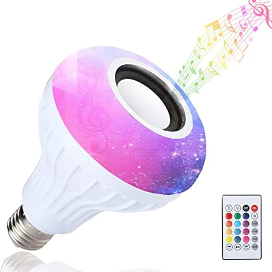 LED RGB+White Bulb Light Smart Bluetooth Music Audio Speaker Changing Color Lamp Shower Head with Remote for Living Room Bathro