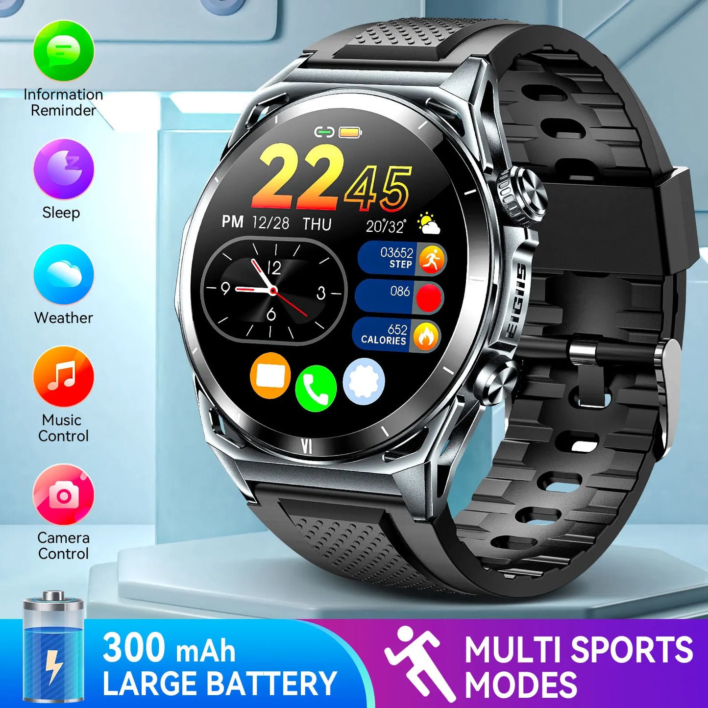 New Smart Watch KE6 1.43"Black Sports Watch KE Series Bluetooth
