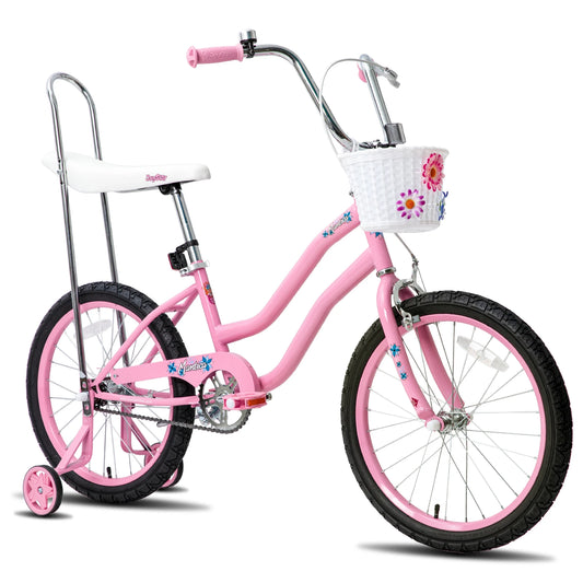 US warehouse 20 Inch Bike with Training Wheels, Banana Seat for Girls Ages 6-15
