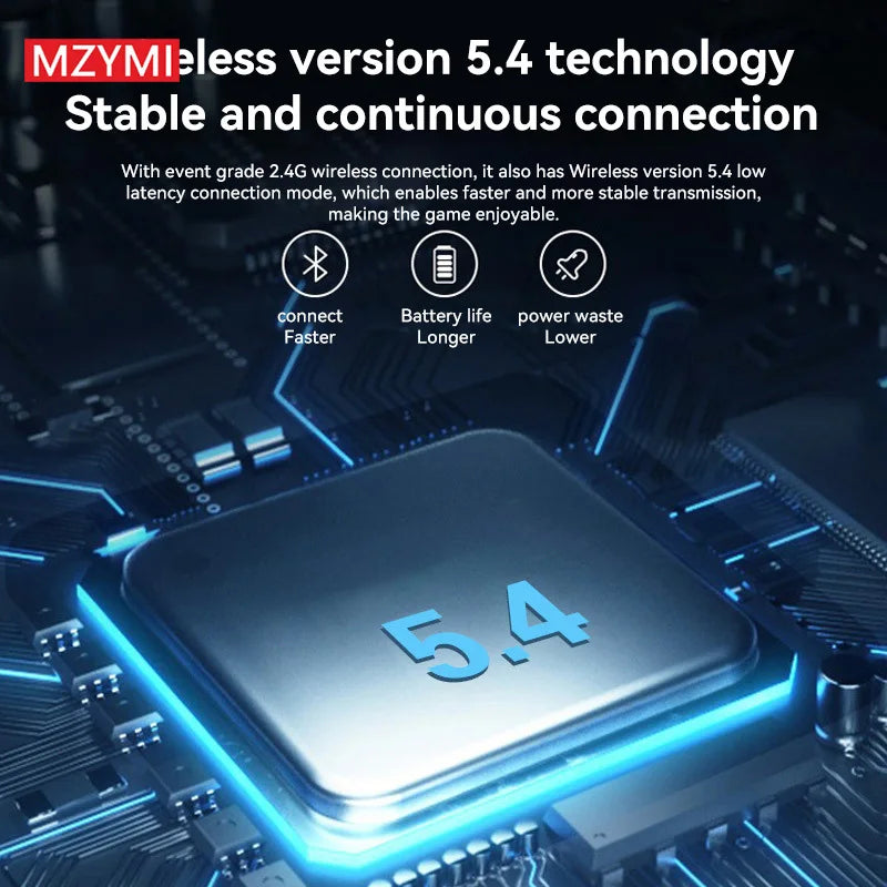 MZYMI Wireless Headphones B500 Bluetooth 5.4 Earphones RGB Lights Outdoor Sports Gaming Stereo Music Headset With Microphone