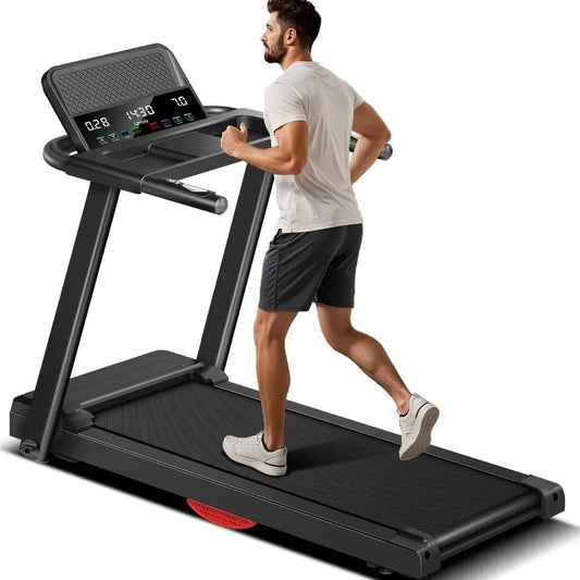 Home Fitness Treadmill with 15 Incline Folding Design Featuring Flip Screen Display and Builtin Heart Rate Sensors