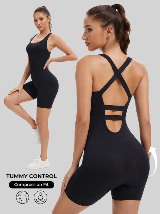 Knit Booty Lifting Bodysuit, Quick-Dry Running Yoga Outfit, Sport Pilates Gear,