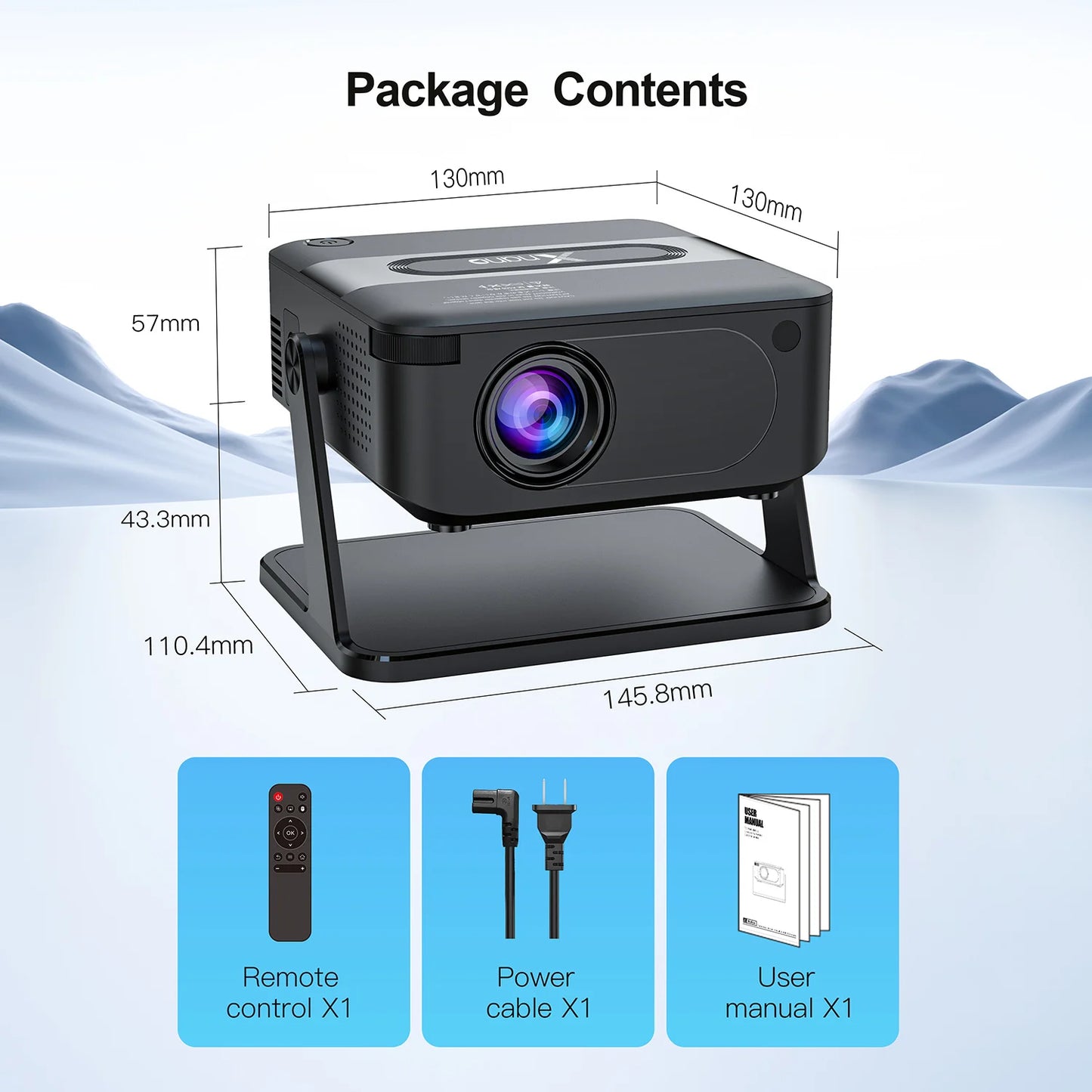 HA109 Mini Projector Android11 WiFi6  720P Built-in App Mirror SmartPhone for 1080P 4K Video Home Cinema