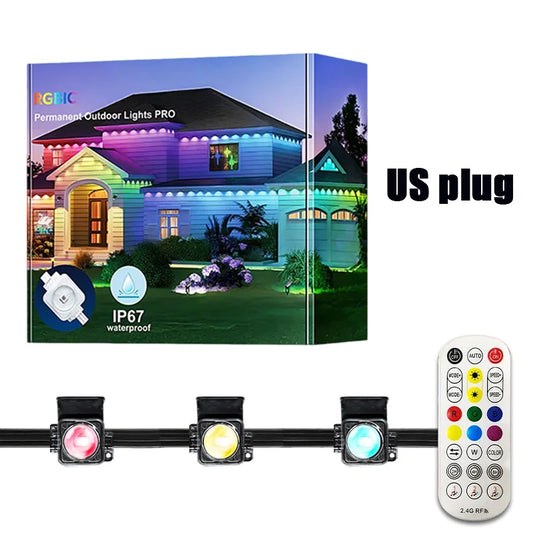 Smart Permanent Outdoor Lights For House Smart RGB+IC Eave Lights with Remote APP Control