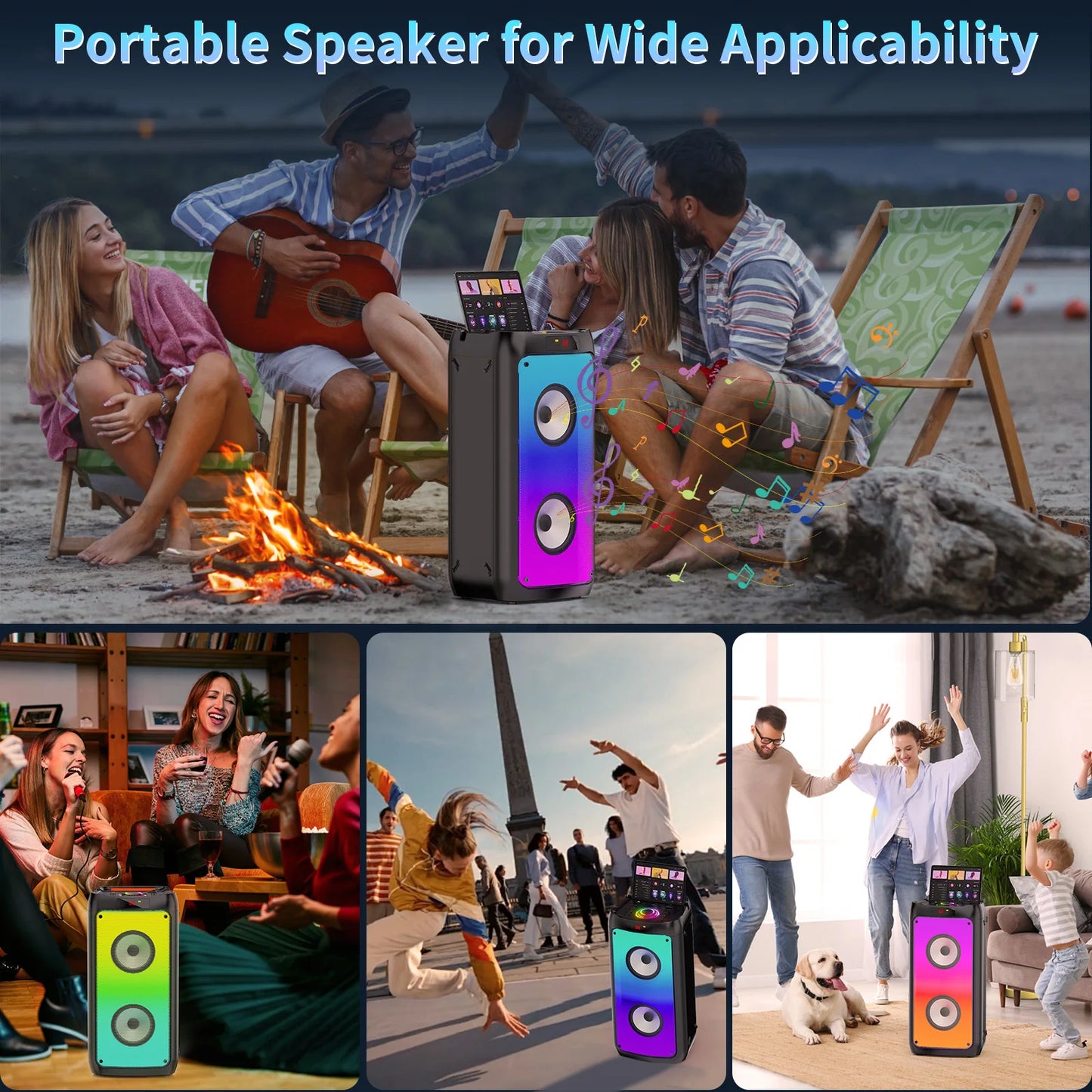 Wireless Bluetooth Speaker, Karaoke Machine with 2 Microphone, Home Karaoke System
