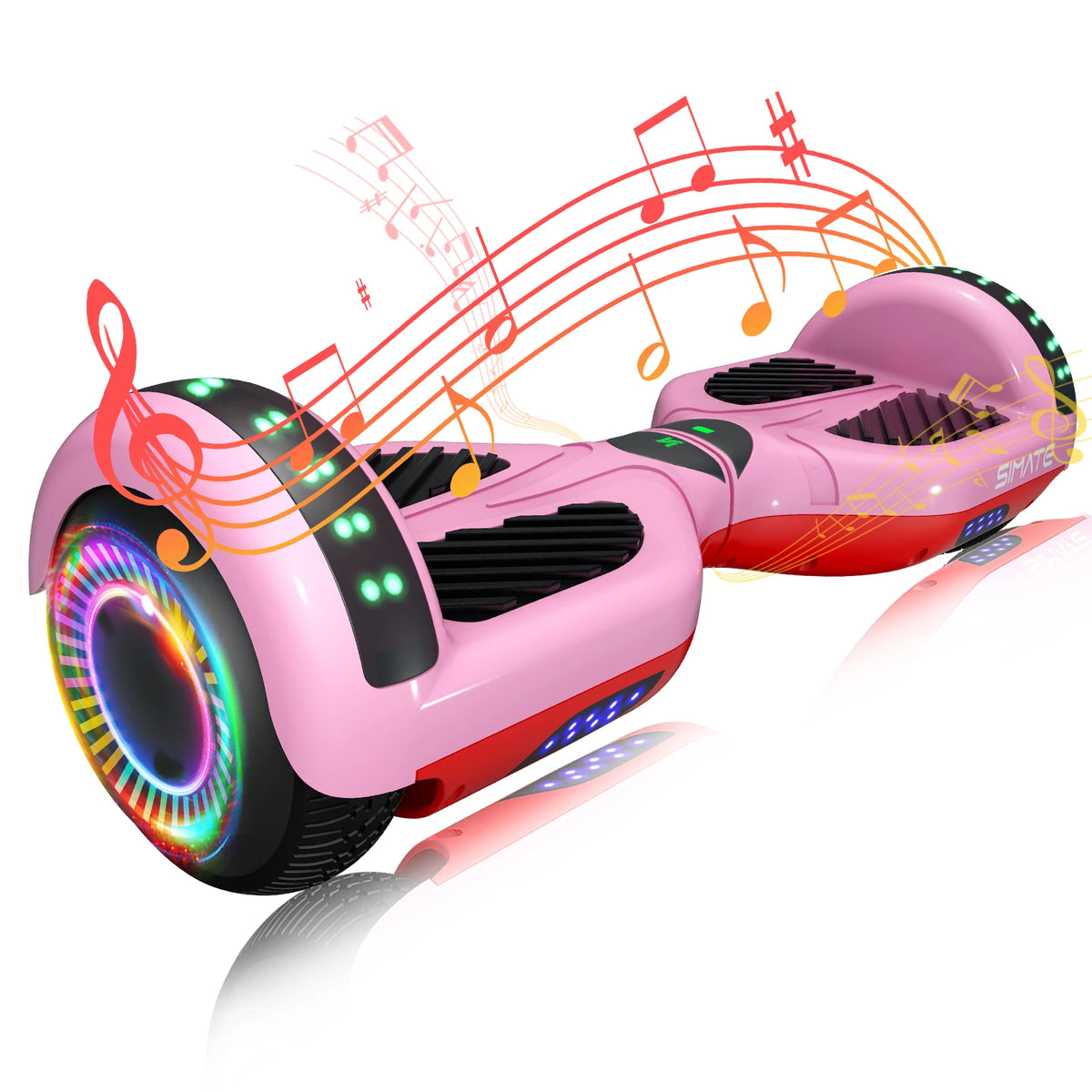 SIMATE 6.5 Inch Self-Balancing Hoverboard with Bluetooth Speaker & Colorful LED Wheel Lights, Electric Scooter Gift for Kids Adults
