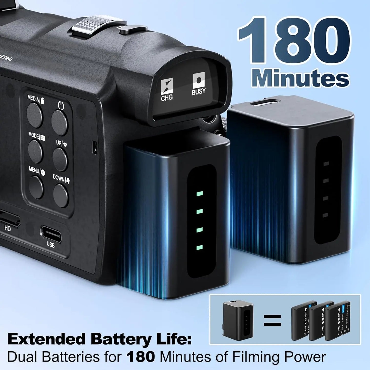 4K&48MP HD Camcorder  Video Camera, With Wi-Fi