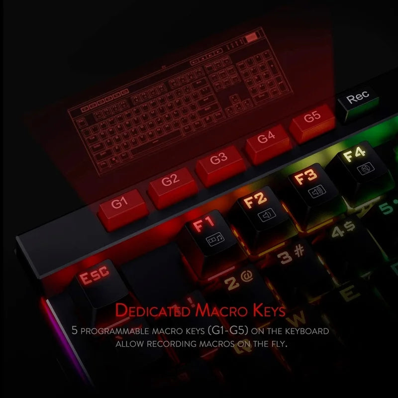Redragon K580 VATA RGB 104 Keys LED USB Backlit Mechanical Gaming Wired Backlight Computer Keyboard