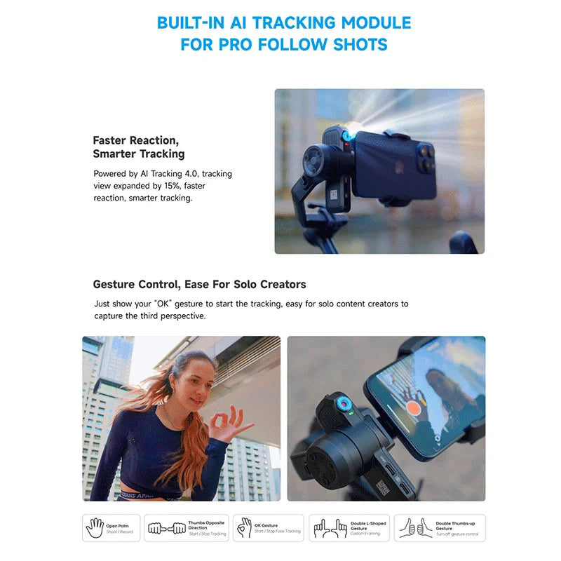 Mini-3 Kit All-in-One Gimbal with Built-in AI Smart Tracking 2.0kg load,