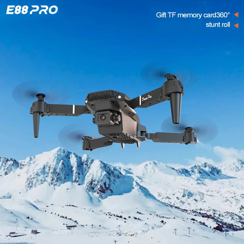 ZNLYRION E88 Pro 4K HD Dual Camera Drone Foldable Design Smart Hover 2.4G Remote Control Drone with LED Light for Beginners Kids Adults