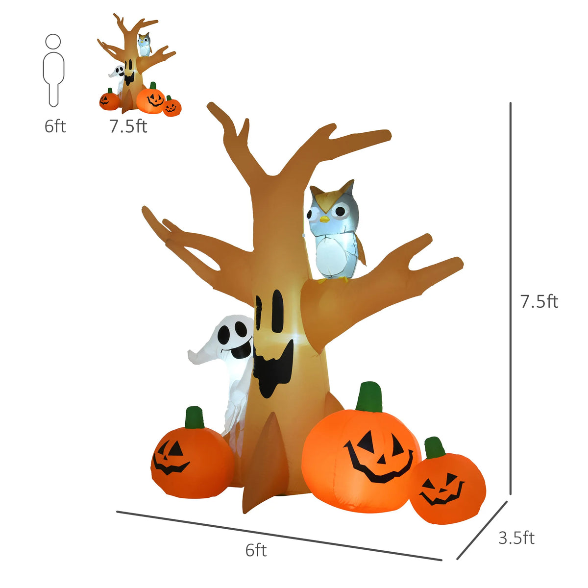 7.5' Cute Decorative Outdoor Halloween Inflatable Creepy Haunted Tree Yard