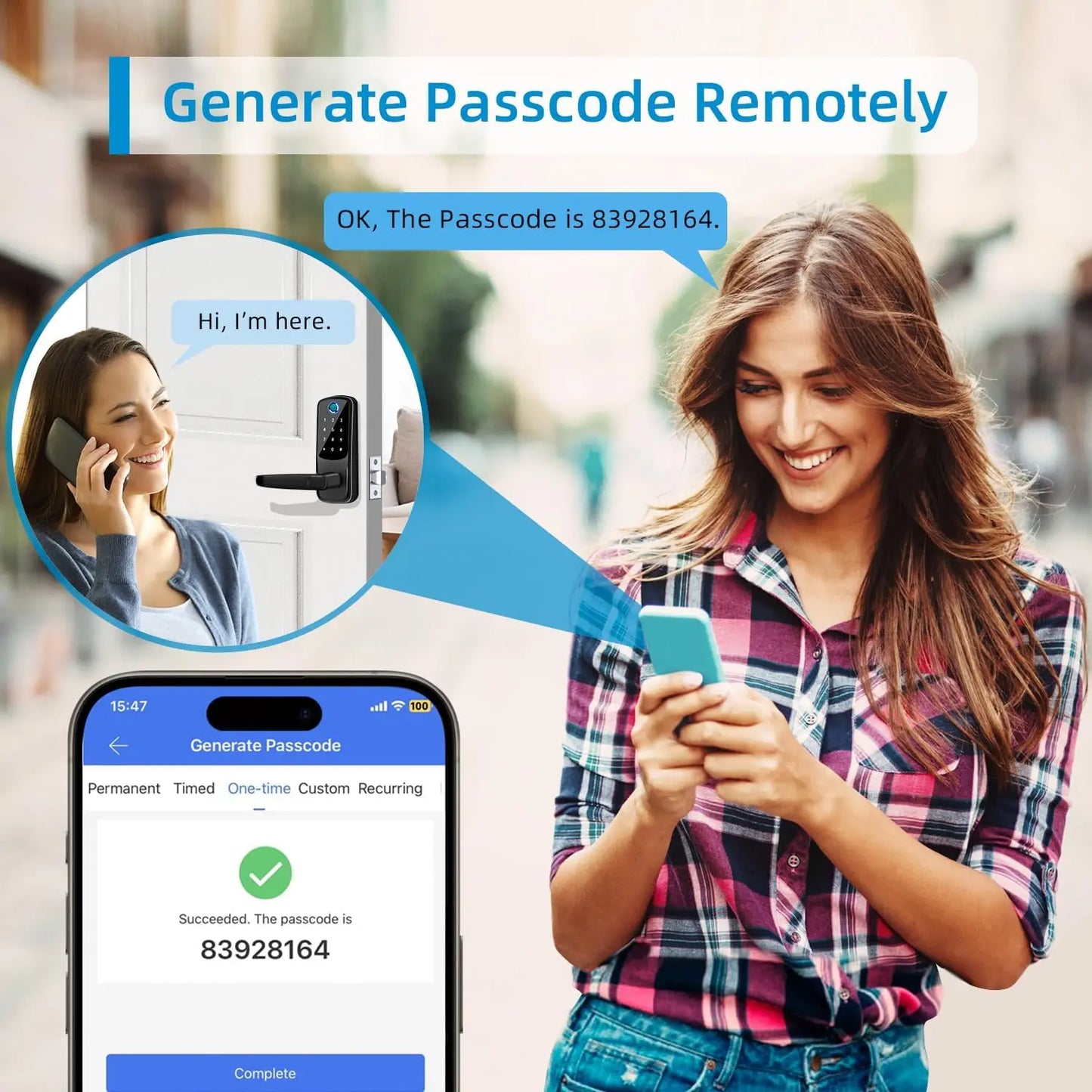 CIEPOJIT Smart Lock 5 In 1 Door Lock With Handle