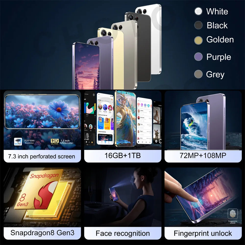 Cellphones Case For SMS 25 Ultra Mobile Phones 5G Dual Sim Android 14 Cell Phone Cases For Smartphone 22GB