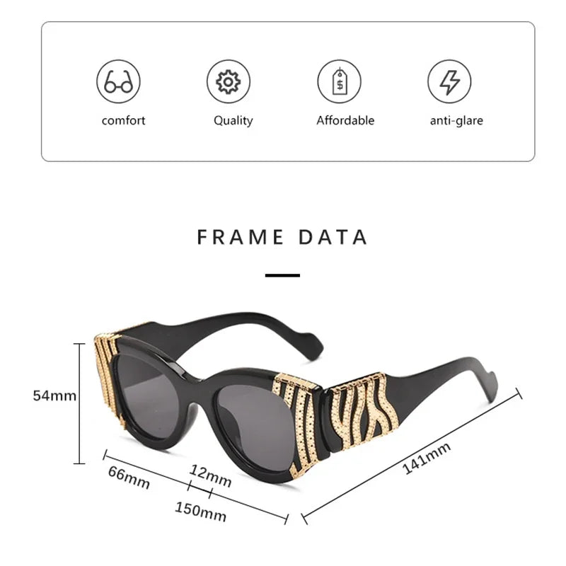 Big Frame Cat Eye Sunglasses Women Fashion Vintage Trendy Sun Glasses Brand Designer Sexy Ladies Shades