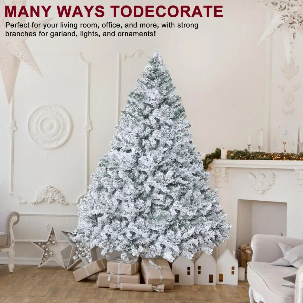 6.9ft White Flocked Artificial Christmas Tree, Snow Christmas Holiday Pencil Tree,