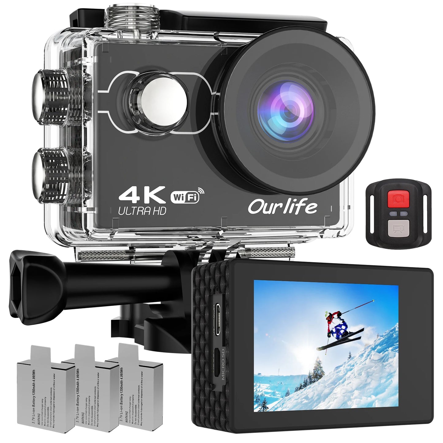 4K Action Camera Ultra HD WiFi 2.0-inch Screen 30M Waterproof
