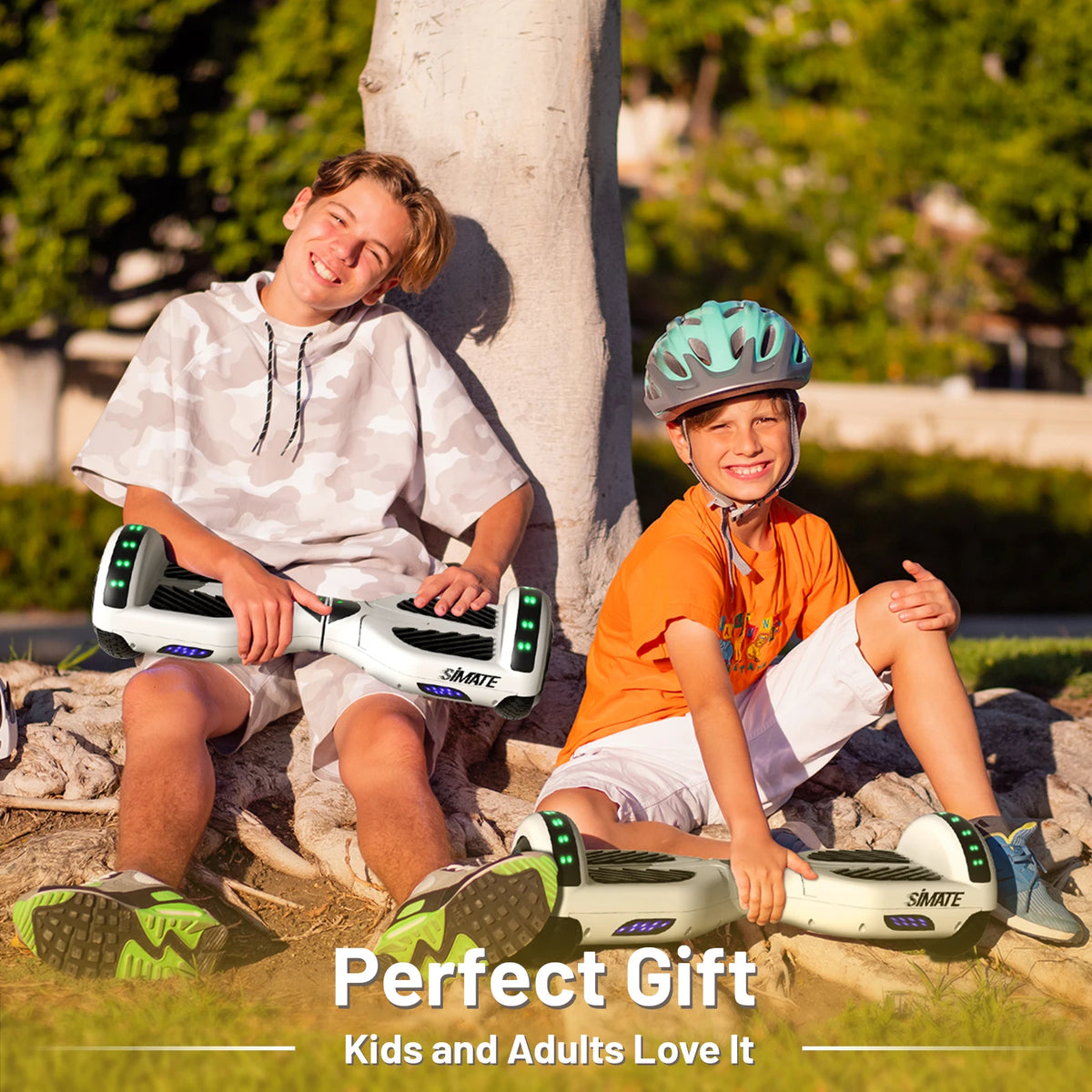 SIMATE Hoverboard With Bluetooth All Terrain LED Lights and APP Control, Gifts for Kids Adults Girls Boys, for All Ages, Self Balancing Scooter