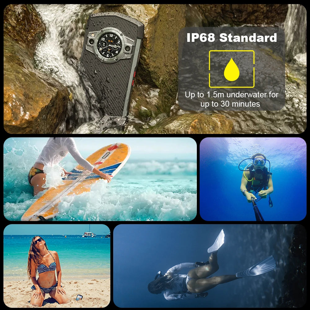 Tock 5G Rugged Smartphone Android 128GB 48MP Camera Cellphone 6000mAh Phone with Dual-Screen IP 68 Waterproof