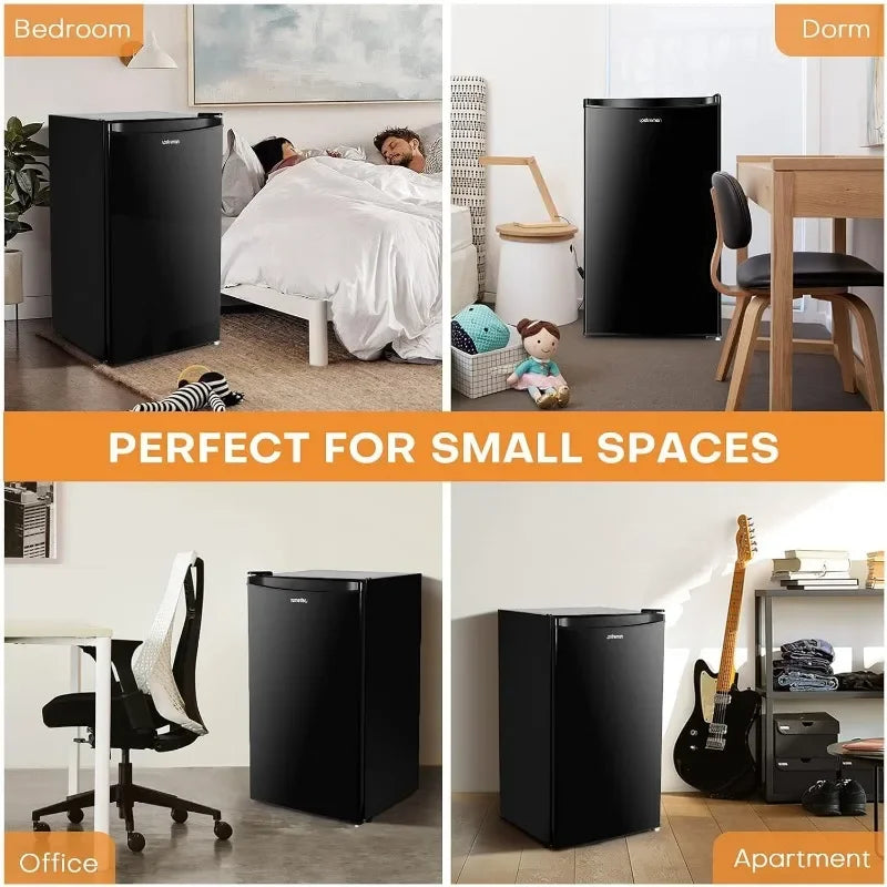 3.2 Cu.Ft Mini Fridge with Freezer, Single Door,