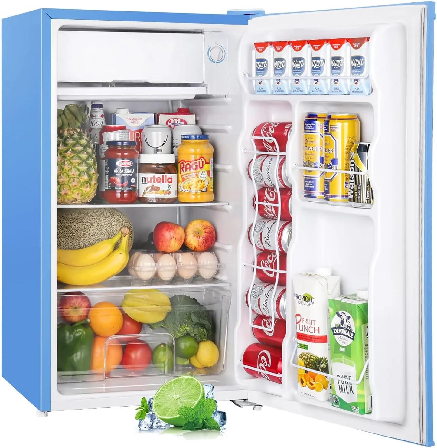 3.2 Cu.Ft Mini Fridge with Freezer, Single Door,